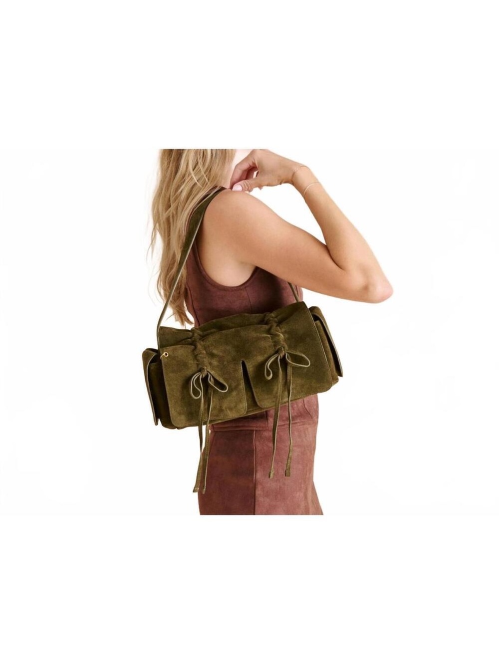 Dolce Vita Olive Suede Shoulder Bag